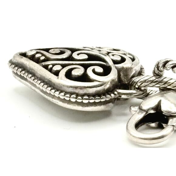 Brighton Bibi Scroll Link Bracelet (Retired) Reversible Crystal Heart Charm  EUC - Picture 8 of 9